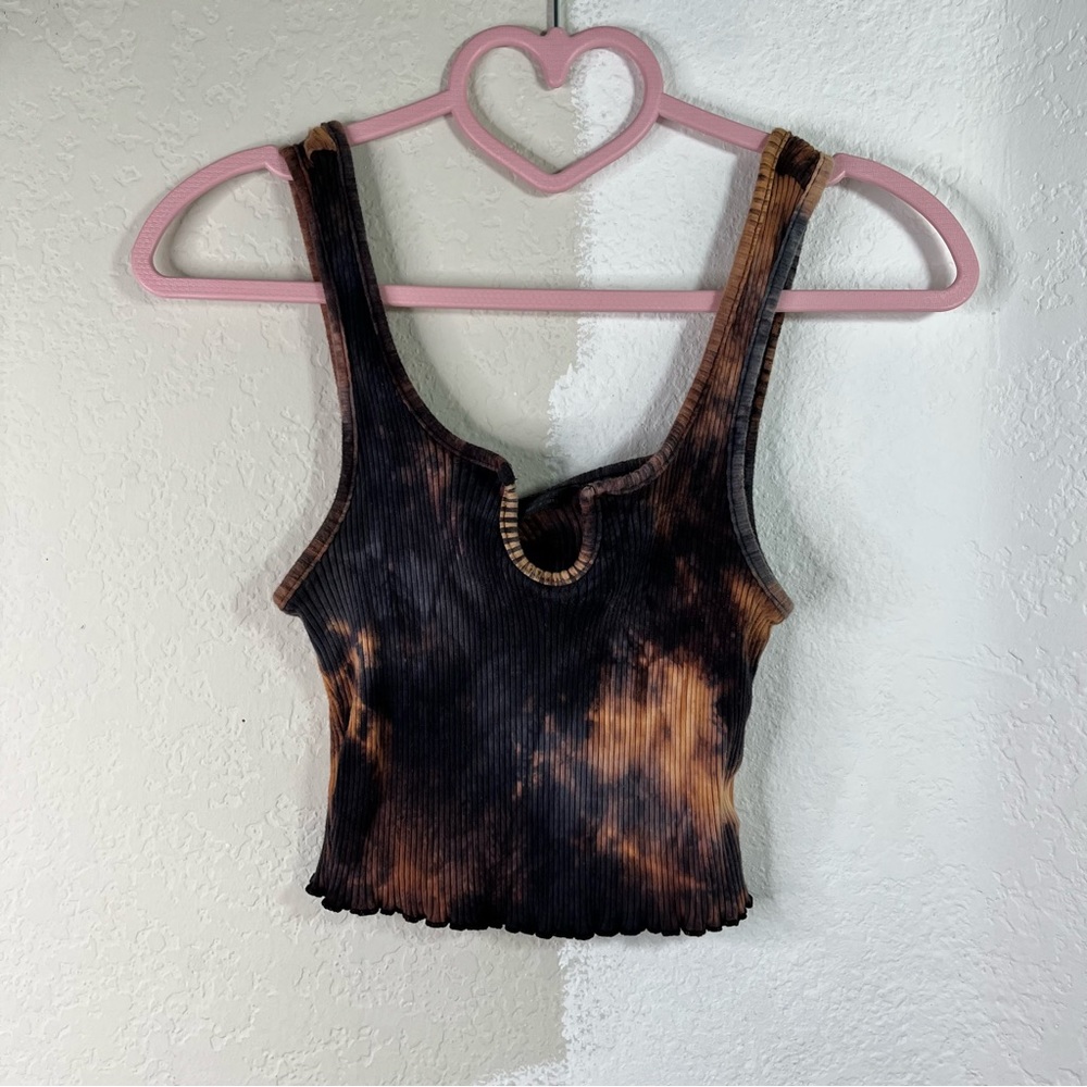 Shein Black & Bleach Tie Dye Size M Crop Top